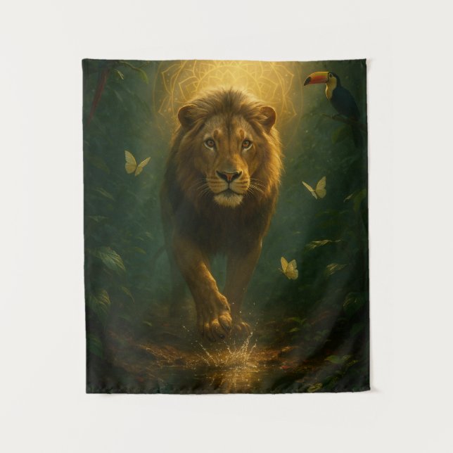 Wandkleed Leeuw – Spirituele Energie en Innerlijke Tapestry (Front)