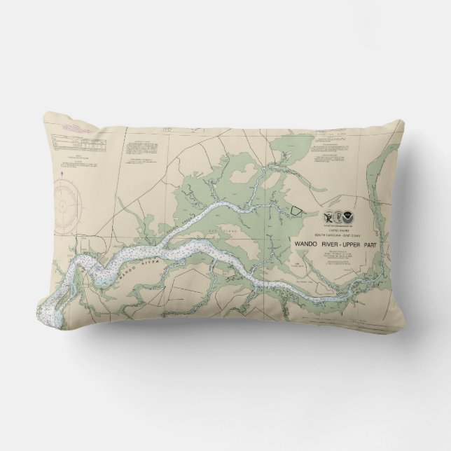 Wando River Upper Part Nautical Chart 11526 Lumbar Cushion (Front)