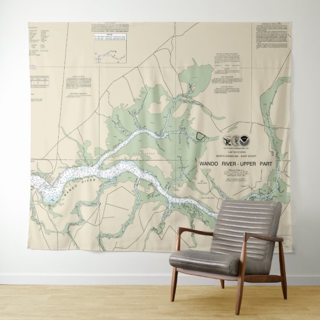 Wando River Upper Part Nautical Chart 11526 Tapestry (In Situ (Horizontal))