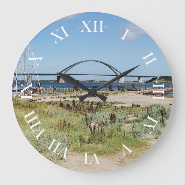 Wanduhr Fehmarnsundbrücke und Fehmarnsund Large Clock (Front)