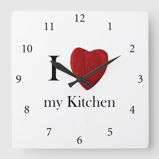 Wanduhr I Love my Kitchen Square Wall Clock (Front)