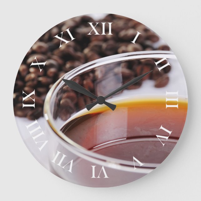 Wanduhr mit Kaffeebohnen Motiv 1 Large Clock (Front)