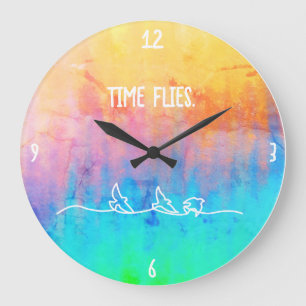 Wanduhr Rainbow Rustical  (Time Flies.) Large Clock