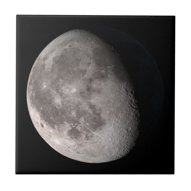 Waning gibbous moon phase NASA images Ceramic Tile (Front)