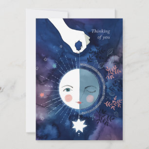 Waning Half Moon Thinking of You Thank You Card