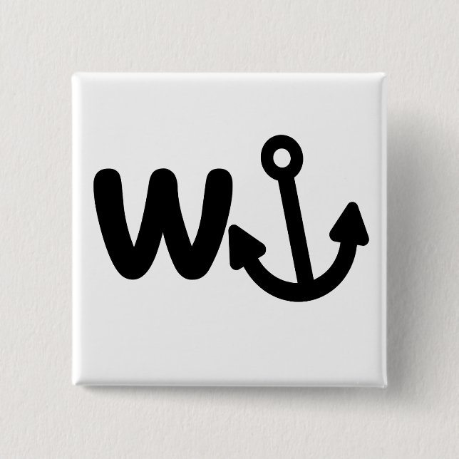Wanker w anchor 15 cm square badge (Front)