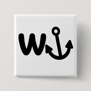 Wanker w anchor 15 cm square badge