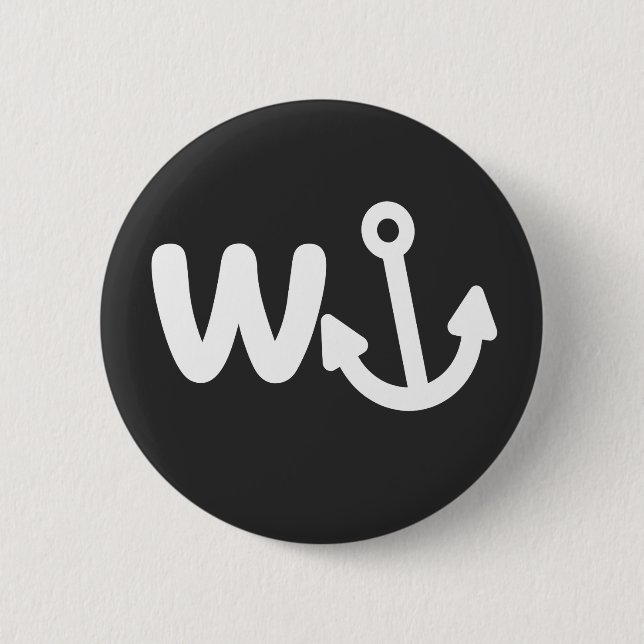 wanker w anchor 6 cm round badge (Front)