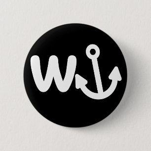 wanker w anchor square 6 cm round badge