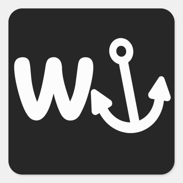wanker w anchor square sticker (Front)
