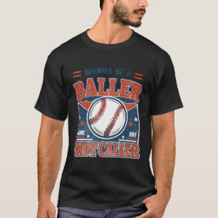 Wanna Be A Byller Shot-caller Retro Bysebyll Game T-Shirt