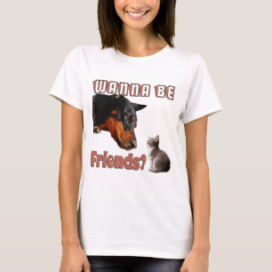Wanna Be Friends Funny Dog & Cat Design T-Shirt