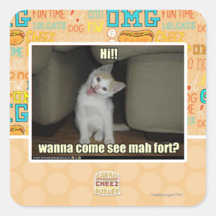 Wanna come see mah fort? square sticker