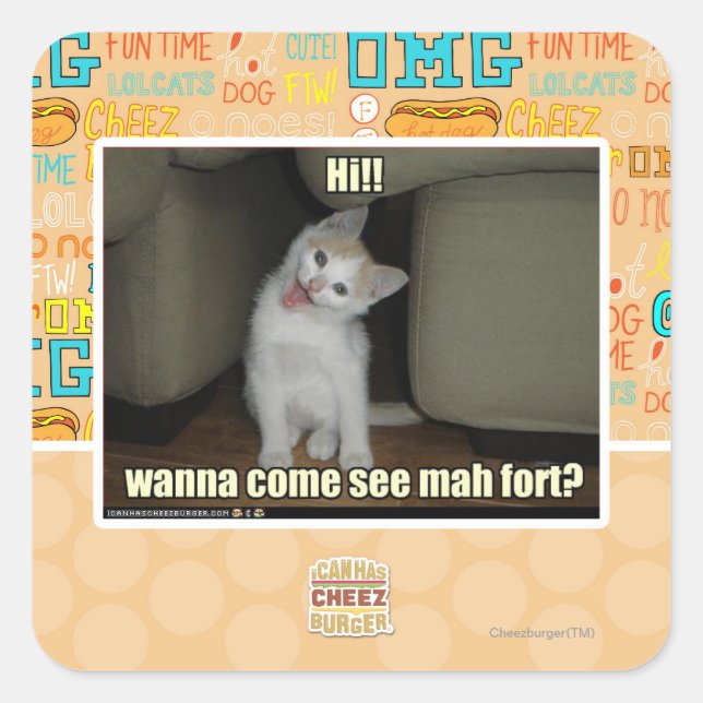 Wanna come see mah fort? square sticker (Front)