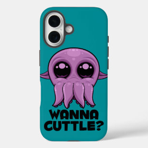 Wanna Cuttle Cute Cartoon Cuttlefish iPhone 16 Case