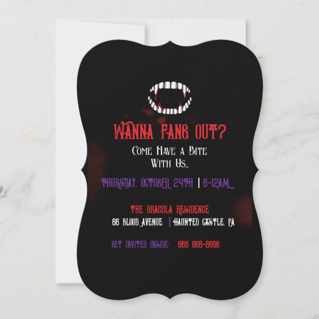 Wanna Fang Out? Halloween Invitation (Front)