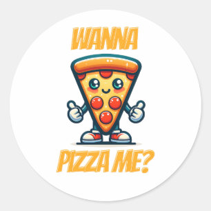 Wanna Pizza Me   Funny Food Pun Classic Round Sticker