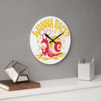 Wanna Race? Funny Melting Snail Ironic Wall Clock