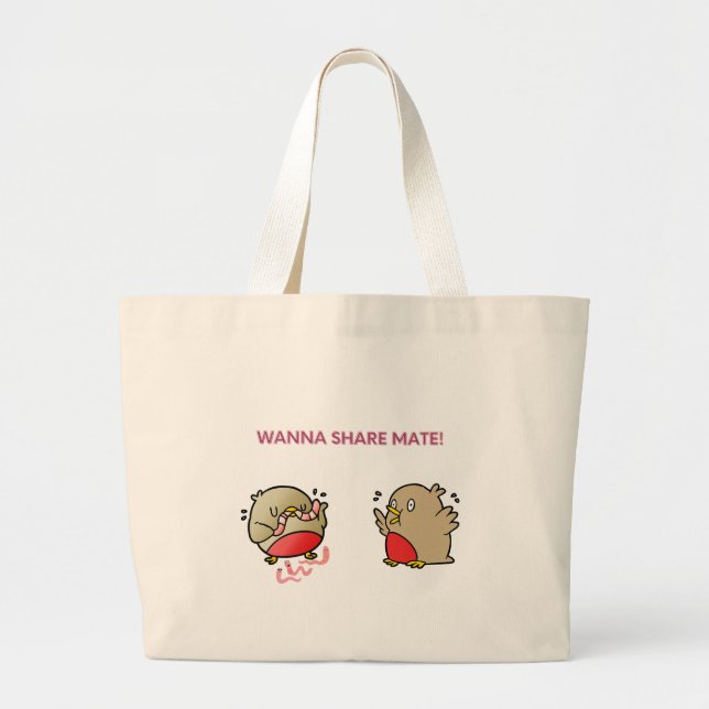 Wanna share mate! large tote bag (Front)
