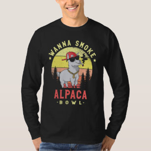 Wanna Smoke Alpaca Bowl Camelid Mammal Alpaca T-Shirt
