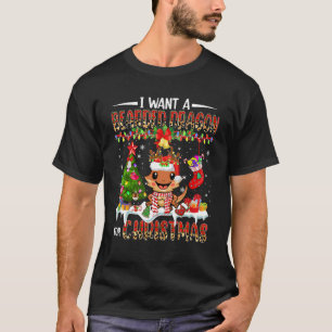 Want A Bearded Dragon For Xmas Santa Reindeer Bear T-Shirt