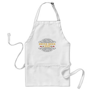 Want Drink Beer and Smoke Some Meat BBQ Barbecue Standard Apron