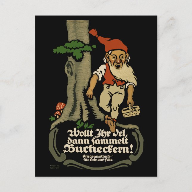 Want Oil, Collect Beech Nuts WW1 Postcard (Front)