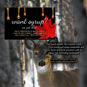 Want Syrup? We Got That! Amber Drips on Black  Business Card