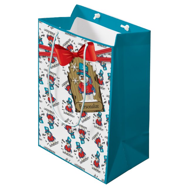 Want to be my Snowbuddy? | Christmas Medium Gift Bag (Front Angled)