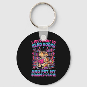 Want to read books and pet bearded dragon reptile key ring