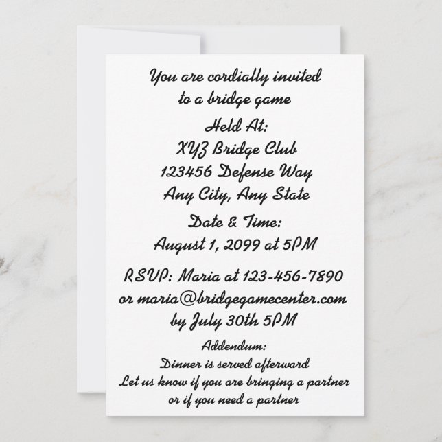 Wanted A Good Bridge Partner Four Card Suits (Back)