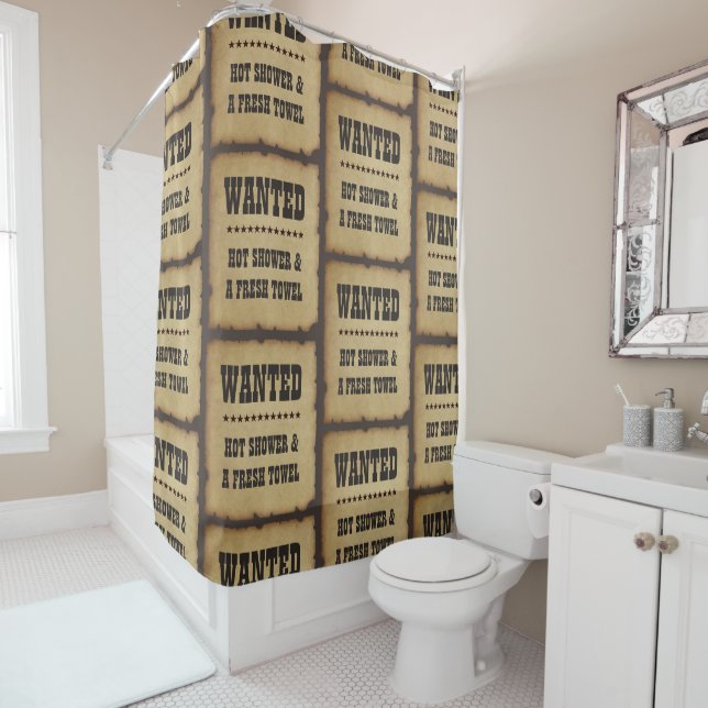 Wanted: A Hot Shower & A Fresh Towel Shower Curtain (In Situ)