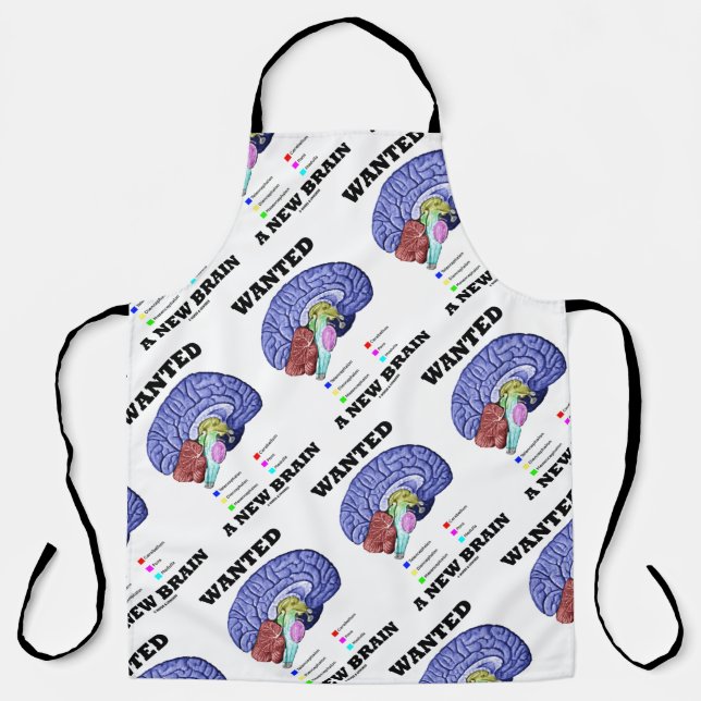 Wanted A New Brain Anatomical Brain Humour Apron (Front)