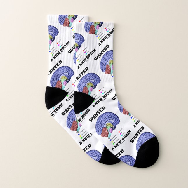 Wanted A New Brain Anatomical Brain Humour Socks (Pair)