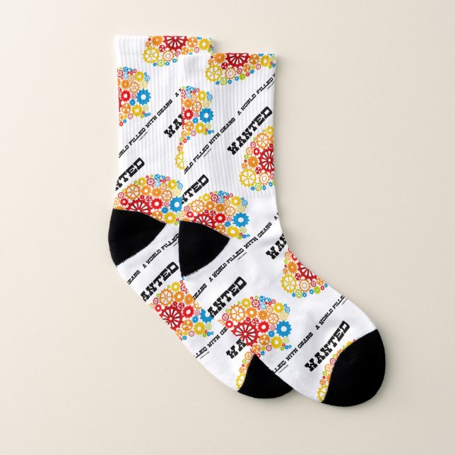 Wanted A World Filled With Gears Brain Gear Psyche Socks (Pair)