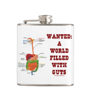 Wanted A World Filled With Guts (Digestive System) Hip Flask