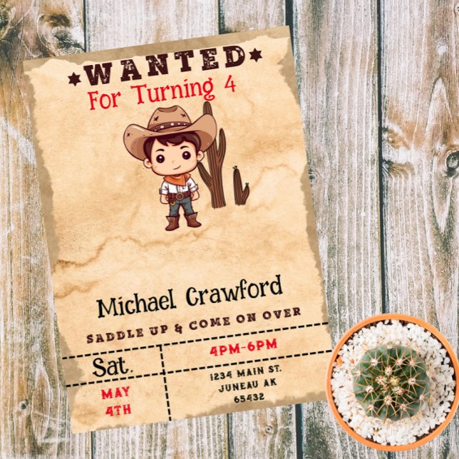 Wanted Birthday Boy Country Western  Magnetic Invitation (Creator Uploaded)