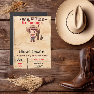 Wanted Birthday Boy Country Western Magnetic Invitation