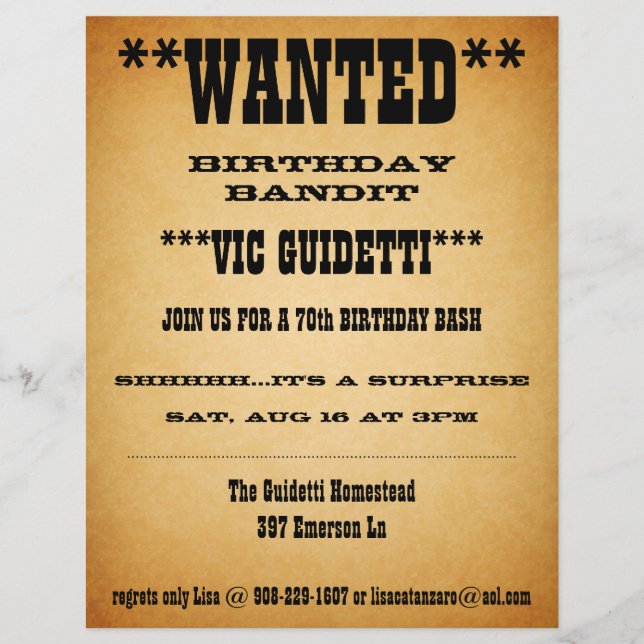 Wanted Birthday Surprise (Front)