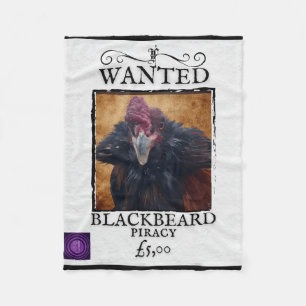 Wanted Blackbeard Chicken Funny Pirate Poster Desi Fleece Blanket