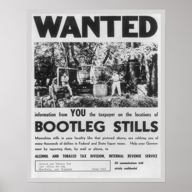 Wanted: Bootleg Stills, 1949. Vintage Poster (Front)
