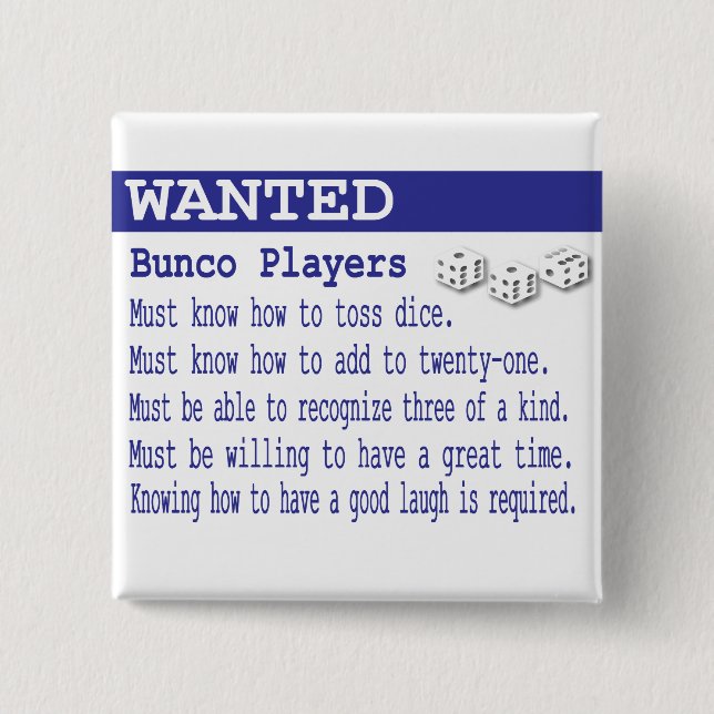 wanted bunco players 15 cm square badge (Front)