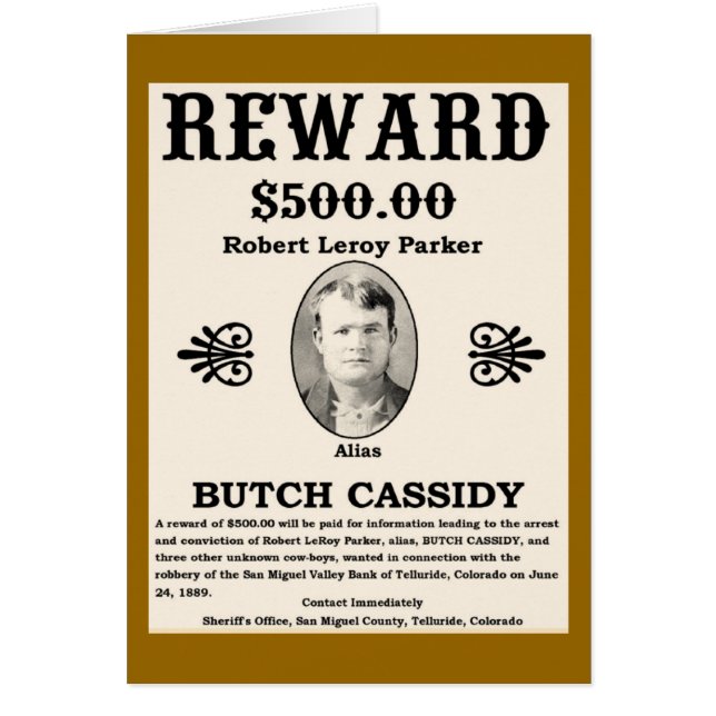 Wanted Butch Cassidy (Front)
