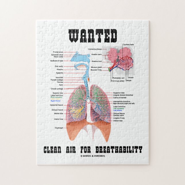 Wanted Clean Air For Breathability Respire Humour Jigsaw Puzzle (Vertical)
