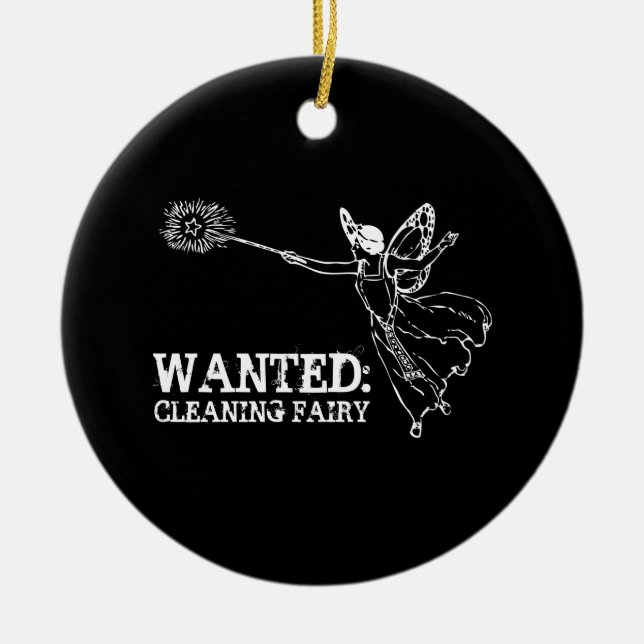 WANTED Cleaning Fairy Ceramic Tree Decoration (Front)