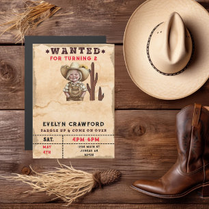 Wanted Country Western Cactus Girl Birthday Magnetic Invitation