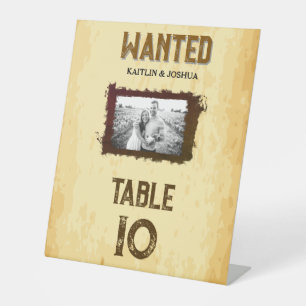 WANTED 🤠 Cowboy Wedding Table Numbers Pedestal Sign