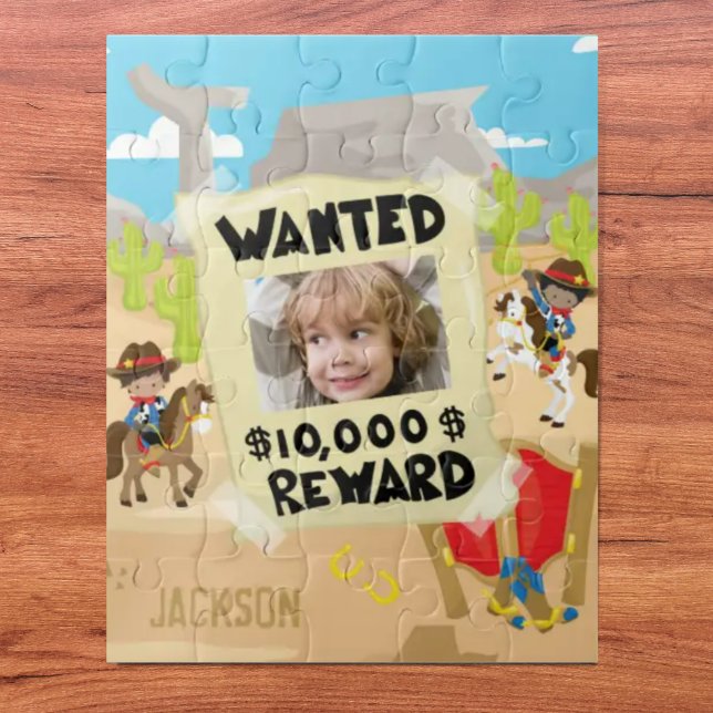 Wanted Cowboy with Photo and Name, Little Boy Jigsaw Puzzle (Creator Uploaded)