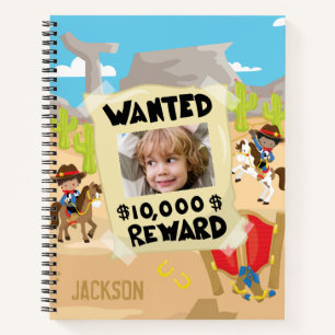 Wanted Cowboy with Photo and Name, Little Boy Notebook