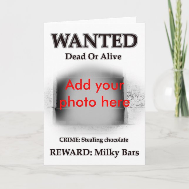 Wanted criminal jail cell prison prisoner photo card (Front)